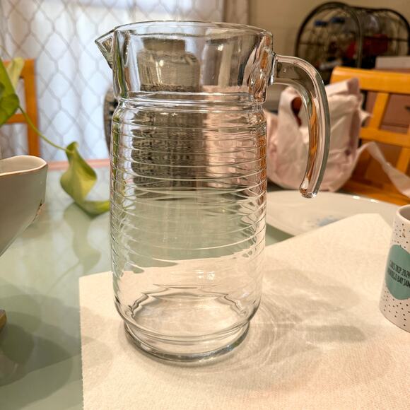 Vintage Glass Pitcher Clear Horizontal Doro by Pasabahce Mid-Century - Picture 3 of 3